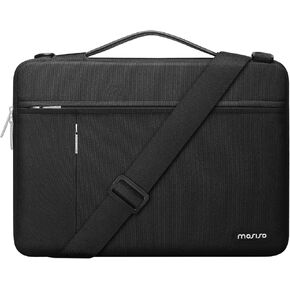 MOSISO 360 Protective Laptop Shoulder Bag Compatible with MacBook Air/Pro,13-13.3 inch Notebook, Compatible with MacBook Pro 14 M4 M3 M2 M1,Side Open Sleeve with Horizontal&Vertical Pockets, Black