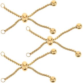 3pcs سلاسل سوار منزلق قابلة للتعديل مع نهايات الكرة ، سلسلة سوار معدني لصنع المجوهرات DIY ، موسع سوار متين ، مثالية لأساور السحر والقلائد ، 5.00x1.00x0.50 سم ، ذهبية
