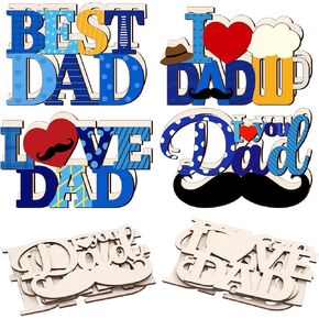 28Pcs Best DAD Unfinished Wood Crafts, Father's Day Wood Cutouts to Paint, I Love You DAD Cutouts Gift Wooden Tags Letters Ornaments for Dad's Birthday Party Decor Classroom Kindergarten Activities