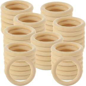 50pcs 3 بوصة حلقات خشبية للحرف الخشبية غير المكتملة حلقات خشبية 70 مم حلقات خشبية macrame حلقات خشبية طبيعية صلبة للحرف اليدوية DIY ، الموصلات صنع المجوهرات