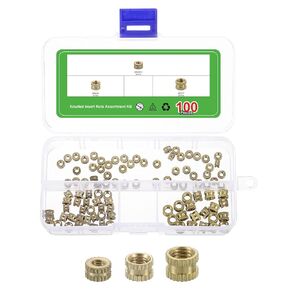 uxcell 300Pcs M3 M4 M5 Knurled Insert Nuts, Brass Knurled Threaded Embedment Nuts 3D Printing Brass Nuts for 3D Printing Parts Laptop Automotive Plastic Shell