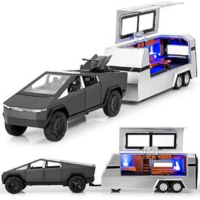 Truck and Trailer Toys for Boys 1/32 Diecast Truck and Trailer Model Kit,Toy Truck and Trailer Set with Sound and Light,Pull Back Toy Truck with Trailer,Toy Trucks for Boys Age 4-7（Green）