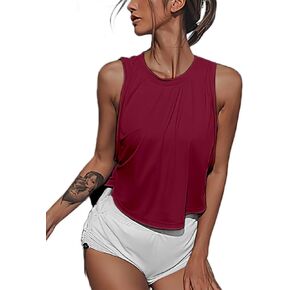 Sanutch High Neck Crop Top Workout Shirts Cropped Muscle Tank for Women
