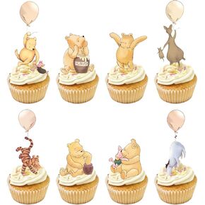 48 PCS Bear Cupcake Topcake Toppers Classic Baby Shower Decorations Decorations Cake Cake Oh Baby Baby Baby Party Favors Boys and Girls First Hidarth