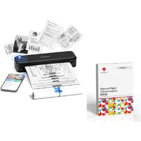 Phomemo M834 Portable Printers & 100 Sheets 8.5" x 11" Thermal Printer Paper, Bluetooth Inkless Thermal Printer Compatible with iPhone, Android Phone, Laptop for Office Car Home Use