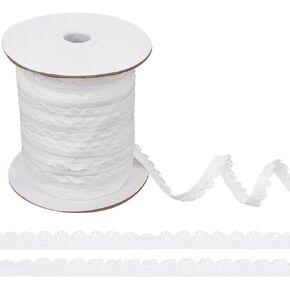 Origach 50m Lace Lace Trim White Stretch Edge Lingerie متصفحًا شريطًا مزدحمًا بالدانتيل للخياطة DIY ، زفاف ، زخارف الملابس ، غلاف الهدايا