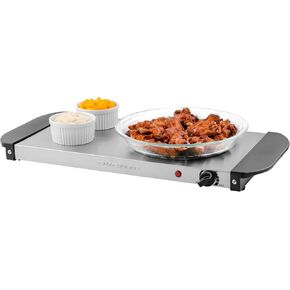 OVENTE Electric Warming Tray with Adjustable Temperature Control Perfect for Buffets, Restaurants, House Parties, Events & Dinners, Compact Food Warmer & Server with Cool Touch Handles, Silver FW170S