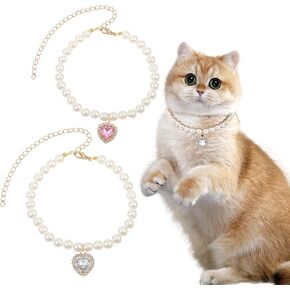 2 pcs cat dog jolar qurylic acrylic rhinestone cute dog necklace leglable bling small cat chain jolar princess style pet party charms for intten puppy ompits espits accessories