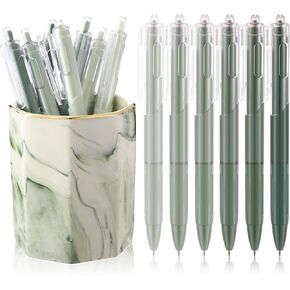 7 Pcs Aesthetic Stationery Set Supplies Ceramic Marble Pen Holder with Pen Sage Green Pencil Cup Desk Accessories Desk Organizer Office Supplies for Office Home Study