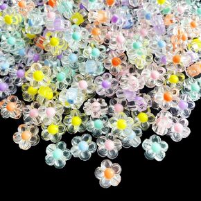 200pcs 12 مم حبات أكريليك مزج ألوان الحلوى زهرة البلاستيك باستيل الخرز ل Diy الحرف الضفائر سوار الحرك صنع المجوهرات