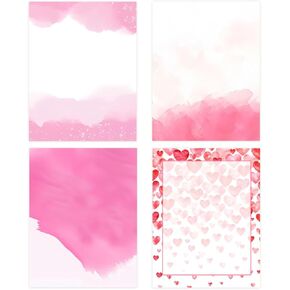 Mother's Day Stationery Letter Papers Stationery Watercolor Pink Letter Writing Paper Set for Valentine's Day,Wedding,Anniversary,Writing,Scrapbooking & Crafting,40 Sheets with 4 Designs,8.5" x 11"