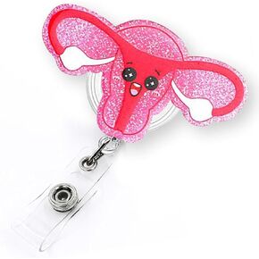 Funny Brain Badge Reel Retractable for Neurology Nurse, Neurologist, Neuroscience & Medical Worker | Cute Neuro Nurse Gifts ID Name Badge Holder with Alligator Clip & 24" Durable Nylon Cord | Acrylic