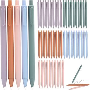 50 Pcs Black Ink Pens 0.5mm Fine Point Gel Pens Cute macaron color Pen Retractable School Office Supplies