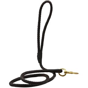 Leather Dog Leash 5ft-مقود شاق مدفوف ومضفر للسلالات الكبيرة والمتوسطة ، على غرار الأفعى للمشي والتدريب والمشي لمسافات طويلة (بني)