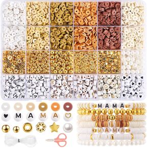 Ferreve 2580 PCS Mama Clay Clay Beads for Bracelet Making Kit for Women 6 Colour
