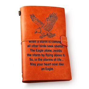 NGAEAK Eagle Gift for Scouts Leather Journal Notebook, Eagles Gifts for Women Men Teenage Boys Girls Engraved Leather Travel Journal for Birthday Graduation