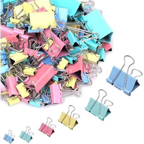 188 PCS Binder Clips Paper Paper Clamps متنوعة 6 أحجام ، ومقاطع الموثق الورقية مقاطع الظهر المعدنية مع مربع لمستلزمات المكاتب المدرسية الفصول الدراسية ألوان متنوعة
