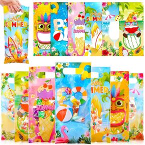 Pasimy 60 PCS Summer Goodie Bags Plastic Hawaii Candy Facs Facs Tropical Beach Pool Party Party Gift Bulk Tiki Snack Bulk with Monther