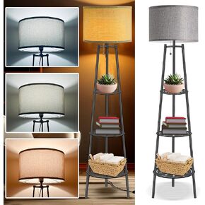 Floor Lamps for Living Room,Floor Lamp with Shelves,Modern Standing Lamp with 3 Color Temperature Bulb,Corner Lamp for Living Room,Bedroom,Office