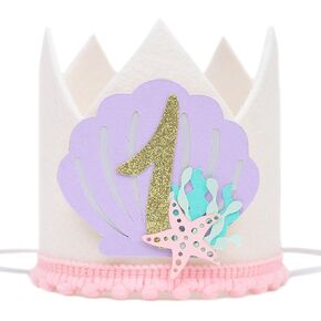 Mermaid 1st Birthday Crown - Under the Sea Party Crown for 1st Birthday Girl, Mermaid First Birthday Party Decoration, Whimsical Mermaid Cake Smash Photo Props
