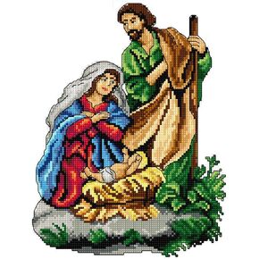 Crafting Spark Counted Cross-Stitch Kit on Plastic Canvas with Birth of Christ. Gorgeous Ornament 7.09x9.45 inches 155CS. Perfect for Embroidery & Needlework Amateurs