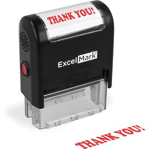 ExcelMark Thank You! Self Inking Rubber Stamp - Red Ink