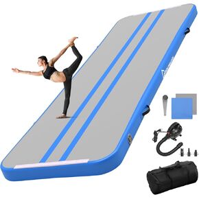 Inflatable Air Gymnastics Mat, 10 ft/13 ft/16 ft Air Tumbling Track Mat for Kids and Adults, Tumble Track with Electric Pump for Training, Cheerleading, Yoga, Home, Gym, Water, Outdoor