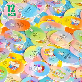72 PCS رمز بيض عيد الفصح لحشو البيض ، 60 مكافأة عيد الفصح مختلفة مع 12 رمز DIY فارغ ، حزب Easter Egg Hunt ، وبيض عيد الفصح للأطفال