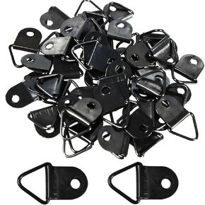100Pcs Small Triangle D-Ring Picture Hangers with Screws, Picture Hang Solutions, Gold Metal Frame Hooks Hardware for Hanging Clocks, Paintings, Artwork, Photos, Mirror