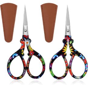 2Pcs Crochet Scissors,Stainless Steel Embroidery Scissors 3.6 inch Small Sewing Scissors for Needlework Craft Art Work Manual Sewing Handicraft