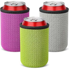12oz Standard Can Sleeves Insulators 12OZ Standard Can Holder Covers Beer Bottle Sleeves Coolers Non-slip Neoprene Can Sleeves 4 Pack (Black/Rose/Yellow/Blue)