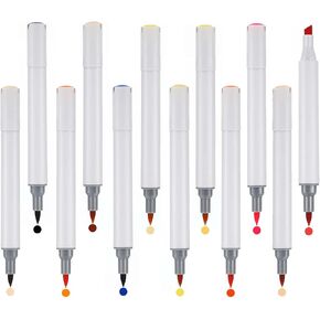 12pcs علامة صبغة جلدية العلامة Dual Tip Tip Marker Marker Pen for Shoe Surface Repair Kit Plastic Plant Closp Paint (12 لونًا)