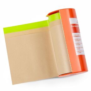 Pre-Taped Masking Paper with Dispenser - 12" x 66' Painters Paper and Tape Attached for Painting House, Automotive Paint Masking Paper Roll for Windows, Cars, Auto-Body (1 Dispenser 1 Refill)