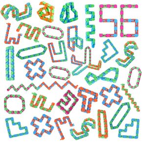 Vanblue 56Pack Fidgets Wacky Tracks Fidget Toy Bulk for Kids Snap and Click Finger Sensory Snake Toys Gifts for Adult Autism Stress Relief Classroom Birthday Goodie Bag Fillers Stuffers Travel