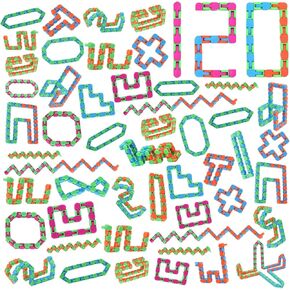 Vanblue 120Pcs Fidget Toys Wacky Tracks Bulk for Kids Snap Fidgets Click Finger Sensory Snake Puzzles Toys Gifts for Toddle Adult Autism Stress Relief Classroom Goodie Bag Stocking Stuffers Travel