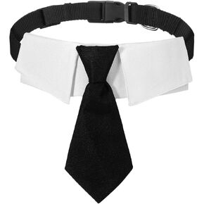 Adjustable Dog Neck Tie Collar Dog Collar with Black Necktie, Soft Polyester Dog Bow Tie with Metal Buckle, Bowtie for Little Puppy, Wedding Formal Dog Collars, Adjustable Formal Collar Neck Tie