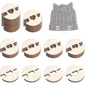 50pcs Pom Poms Buttons for Hats, Removable Wooden Heart Buttons for Hats Faux Fur Pom Pom Fastener Holder Sewing Clothing Accessories for Beanies, Knitting, Crochet