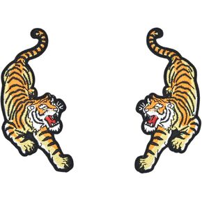 2pcs الحديد على بقع للملابس - Twins Tigers موضوع مطرزة على بقع للملابس ، حقائب الظهر ، الجينز ، القميص ، سترة ، فستان ، قبعة ، حقيبة ، زخرفة مخصصة