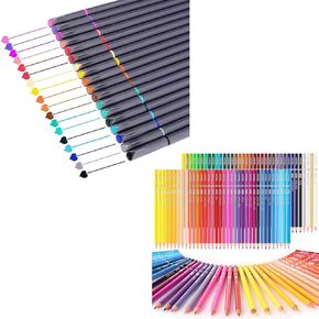 iBayam 18-Pack Journal Planner Pens Colored Pens Fine Point Markers, 72 Count Colored Pencils for Adult Coloring Books