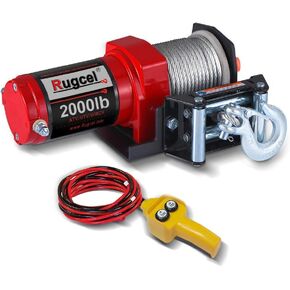 RUGCEL WINCH 9500lb Waterproof Electric Synthetic Rope Powerful Fast 12v Jeep Winch with Hawse Fairlead, Wired Handle and 2 Wireless Remote