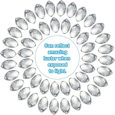 PATIKIL Marquise Gems, 100 Pcs 15x7mm Acrylic Rhinestones Flat Back Navette Horse Eye Crystal Gems for Jewelry Making DIY Craft, White in Saudi Arabia