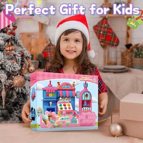 Ice Cream Shop Color Dough Set, 71PCS Kitchen Creations Toys, Play Store Counter Set with Ice Cream Maker, Pretend Play Accessories Kit Playset for Toddlers Kids Girls Ages 3-5 (24 Doughs) in Saudi Arabia