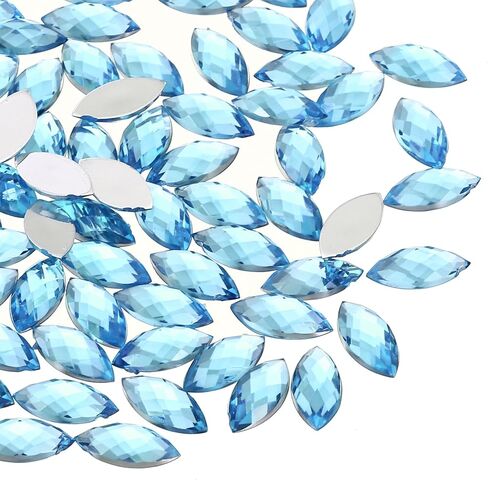 PATIKIL Marquise Gems, 100 Pcs 15x7mm Acrylic Rhinestones Flat Back Navette Horse Eye Crystal Gems for Jewelry Making DIY Craft, White in Saudi Arabia