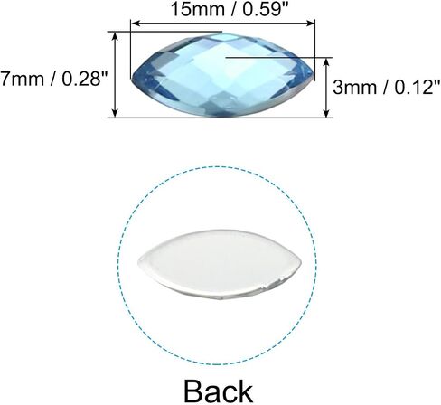 PATIKIL Marquise Gems, 100 Pcs 15x7mm Acrylic Rhinestones Flat Back Navette Horse Eye Crystal Gems for Jewelry Making DIY Craft, White in Saudi Arabia