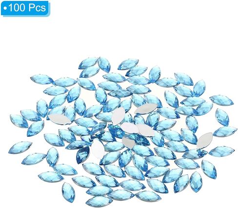 PATIKIL Marquise Gems, 100 Pcs 15x7mm Acrylic Rhinestones Flat Back Navette Horse Eye Crystal Gems for Jewelry Making DIY Craft, White in Saudi Arabia
