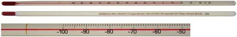 Thermco ACC10033BLSFC Spirit Filled Thermometer, NIST Traceable Factory Certified, -1 to 51°C Range, 0.2°C Division, 76mm Immersion, 400mm Length in Kuwait
