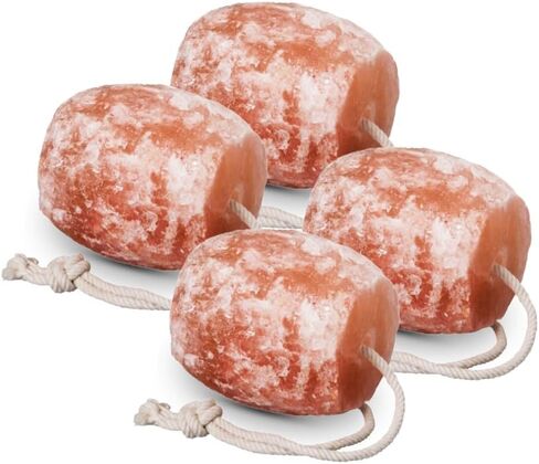 Himalayan Salt Lick 3-4 lbs - Licking Salt for Horses | Deer Salt Lick Block | Block Salt on Rope | Himalayan Licking Salt for Animals. Pack of 4 in Kuwait