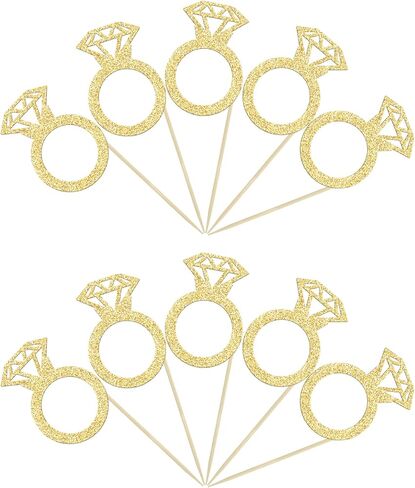 24pcs Gold Glitter Diamond Ring Dounut Topcake Cupcake يختار زينة كعكة الزفاف للزفاف دش الزفاف زخارف حفل زفاف حفلة الزفاف in Kuwait