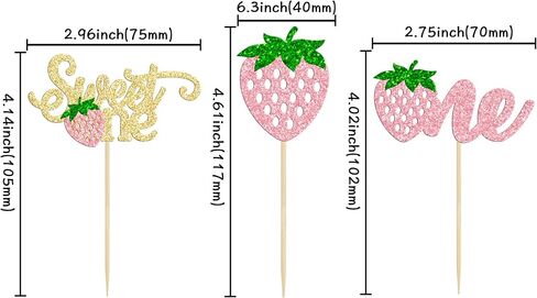 Gyufise 24pcs Strawberry Oh Baby Cupcake Topcake Topcake Glitter Fruit موضوعًا in Kuwait
