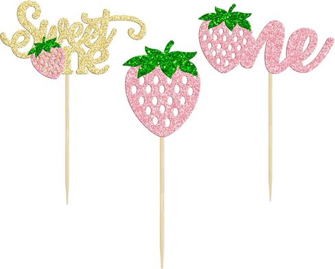 Gyufise 24pcs Strawberry Oh Baby Cupcake Topcake Topcake Glitter Fruit موضوعًا in Kuwait